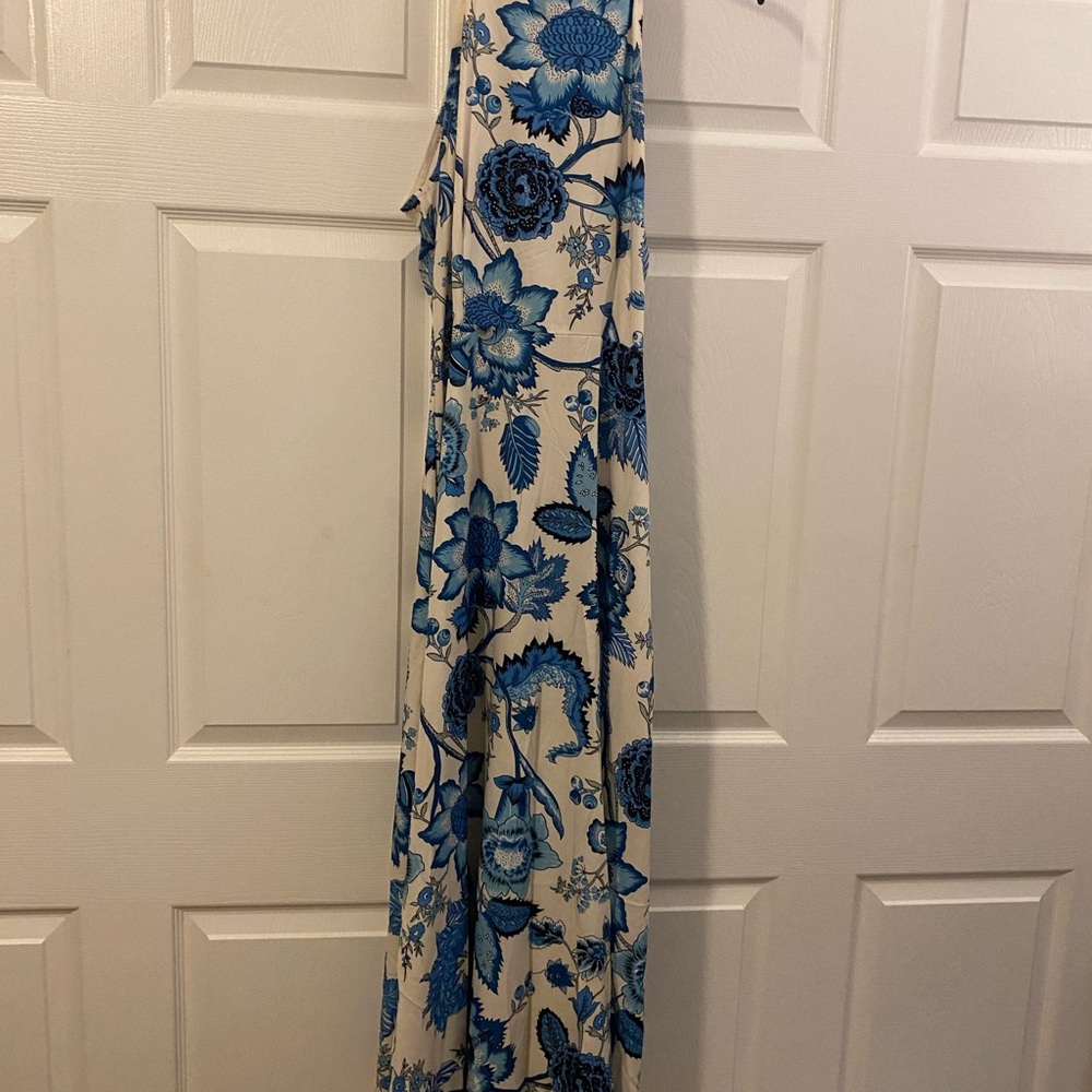 Floral Maxi Dress in Blue and Cream